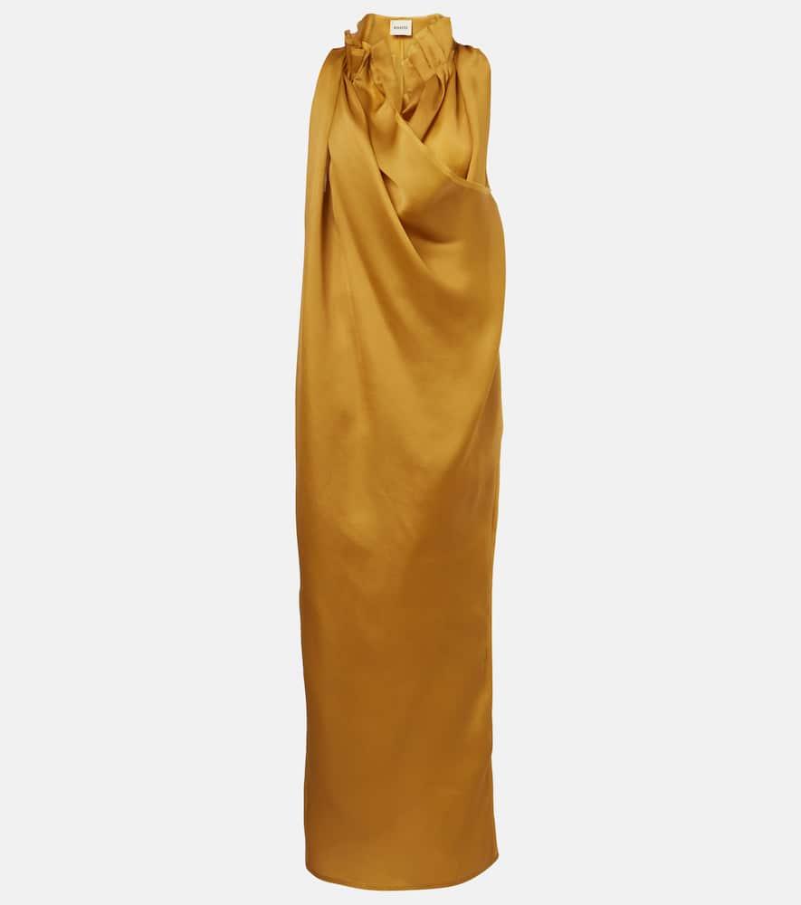 khaite meryl draped silk maxi dress