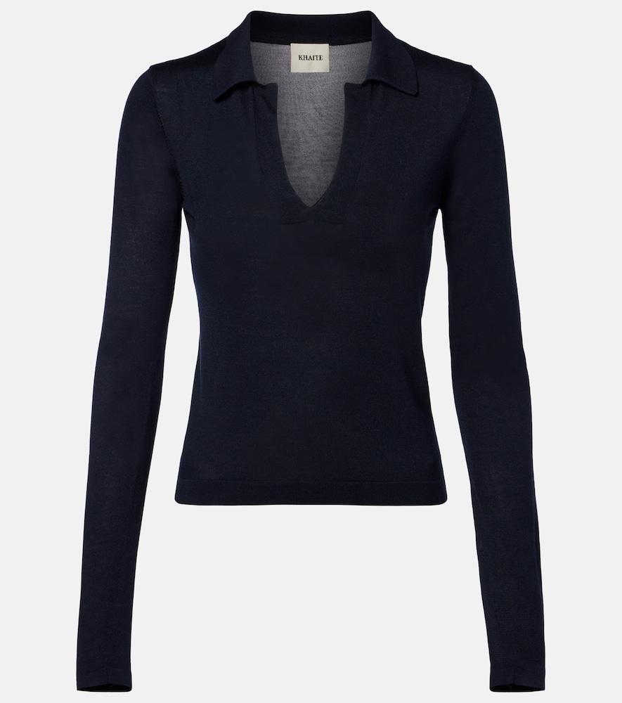 khaite mikel silk polo sweater