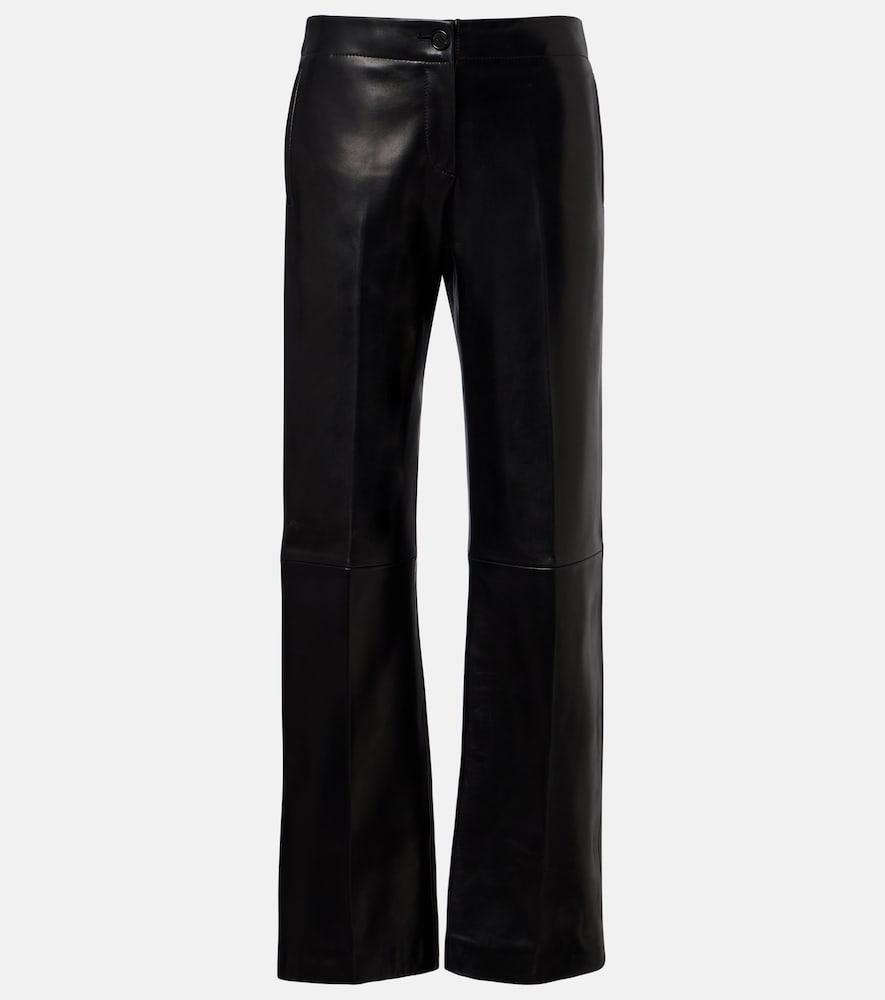 khaite mita leather straight pants