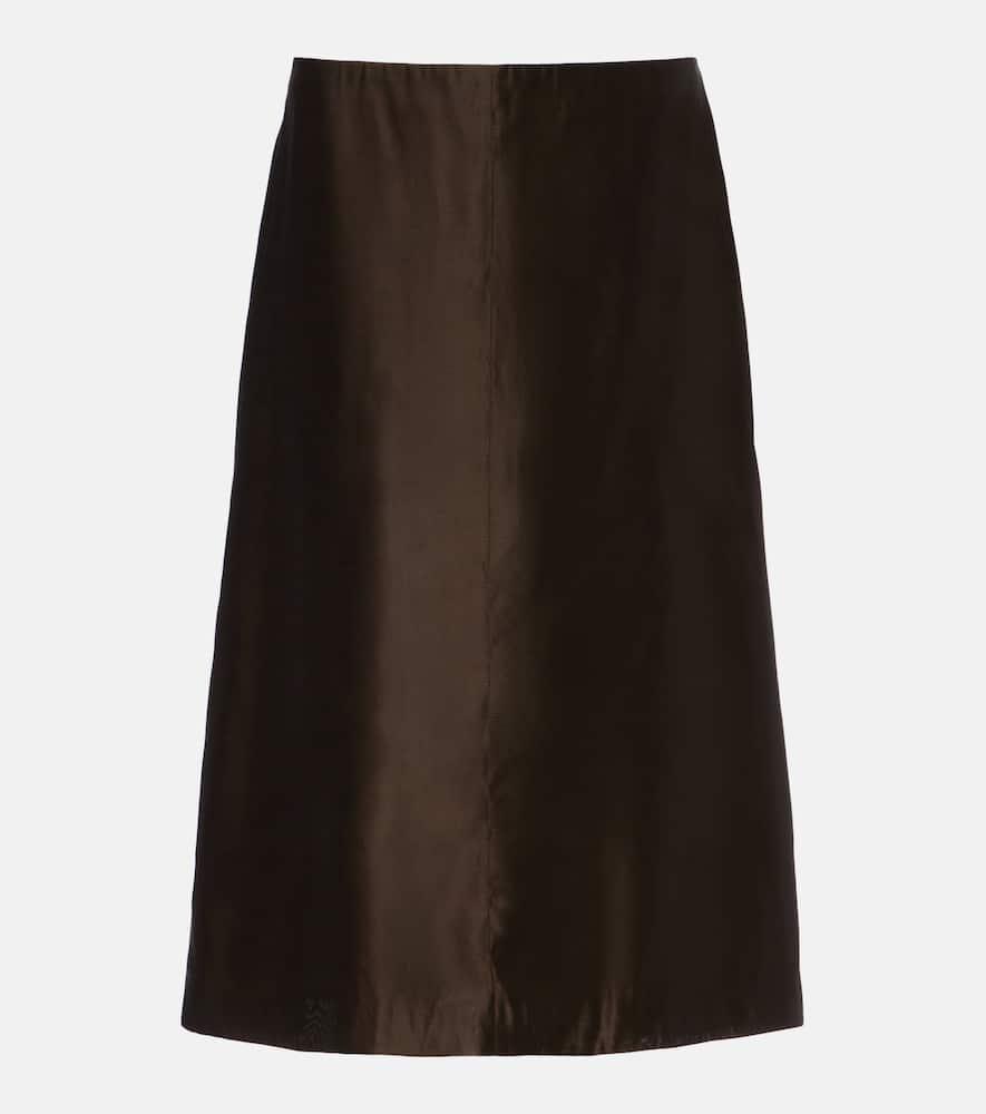 khaite nania twill midi skirt