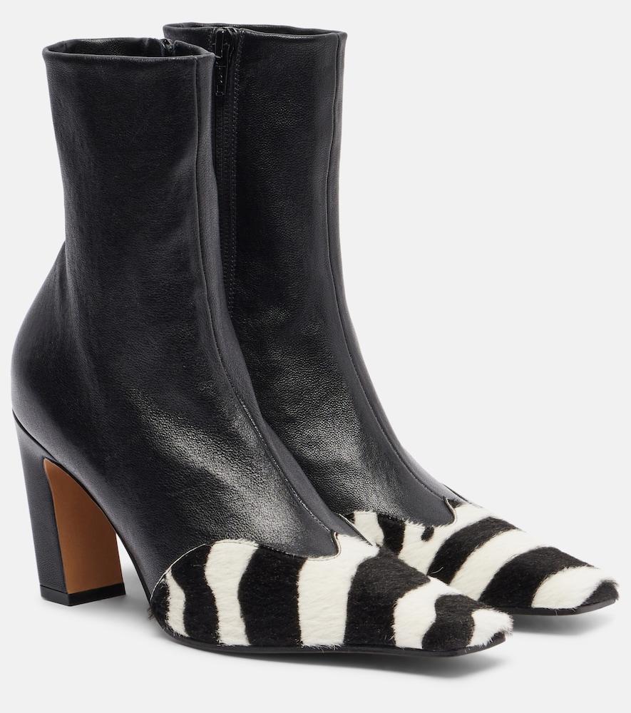 khaite nevada 85 calf hair and leather ankle boots