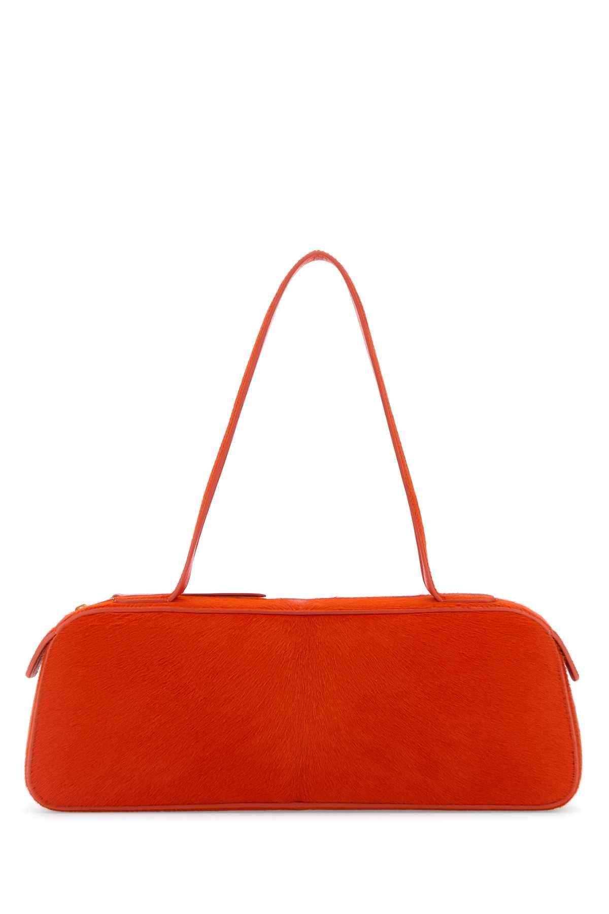 khaite orange calf hair simona shoulder bag