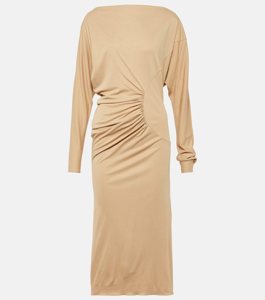 khaite oron ruched jersey midi dress