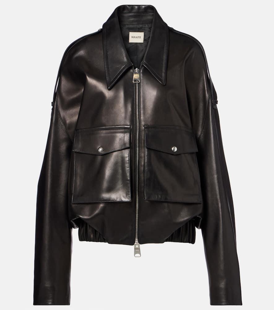 khaite owey oversized leather jacket