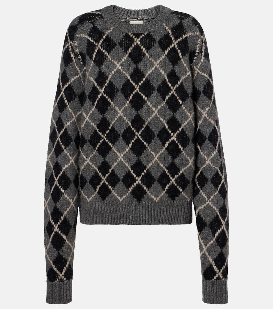 khaite pratt argyle cashmere sweater