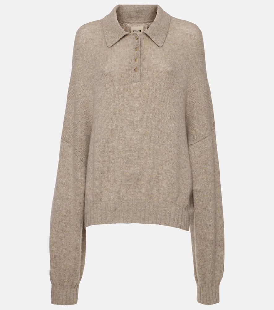 khaite rene cashmere polo sweater