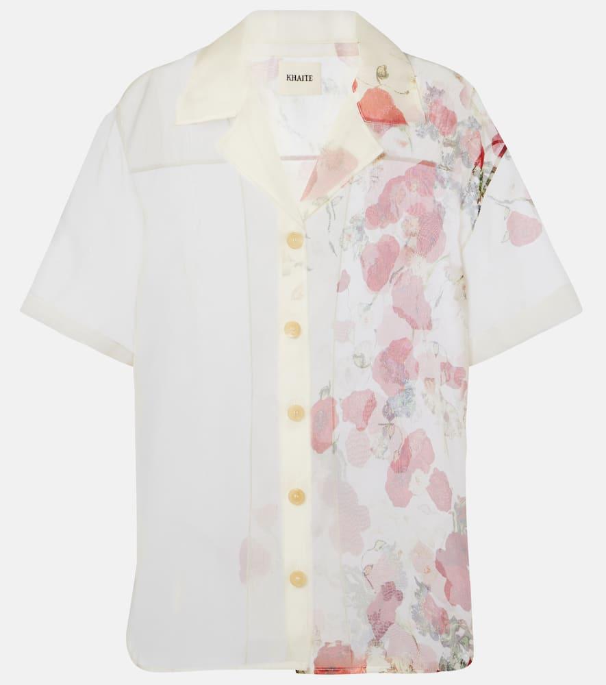 khaite riordan floral sheer silk organza shirt