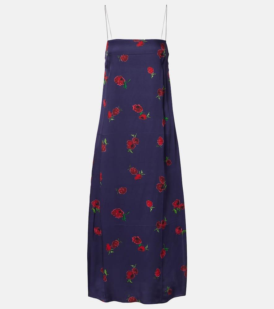 khaite sicily printed twill slip dress