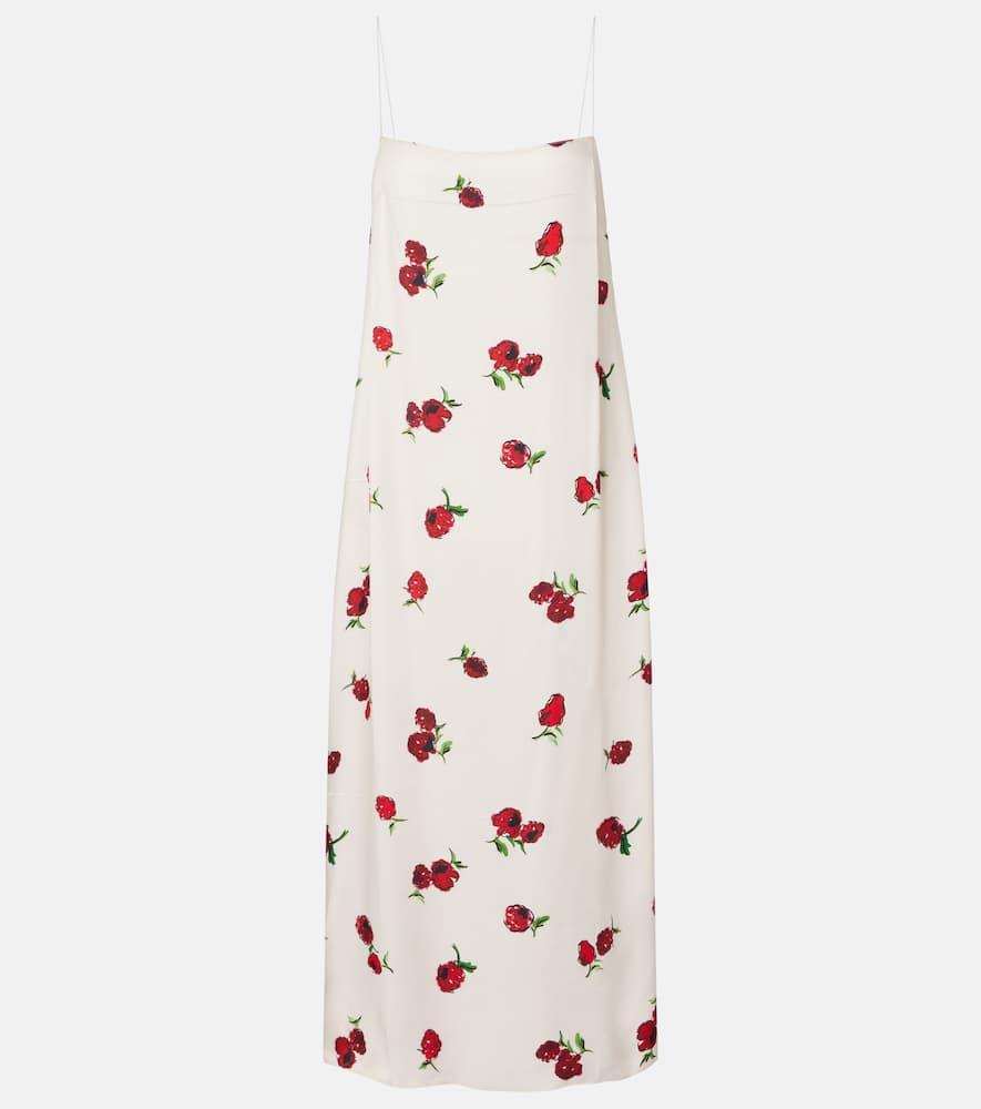khaite sicily printed twill slip dress
