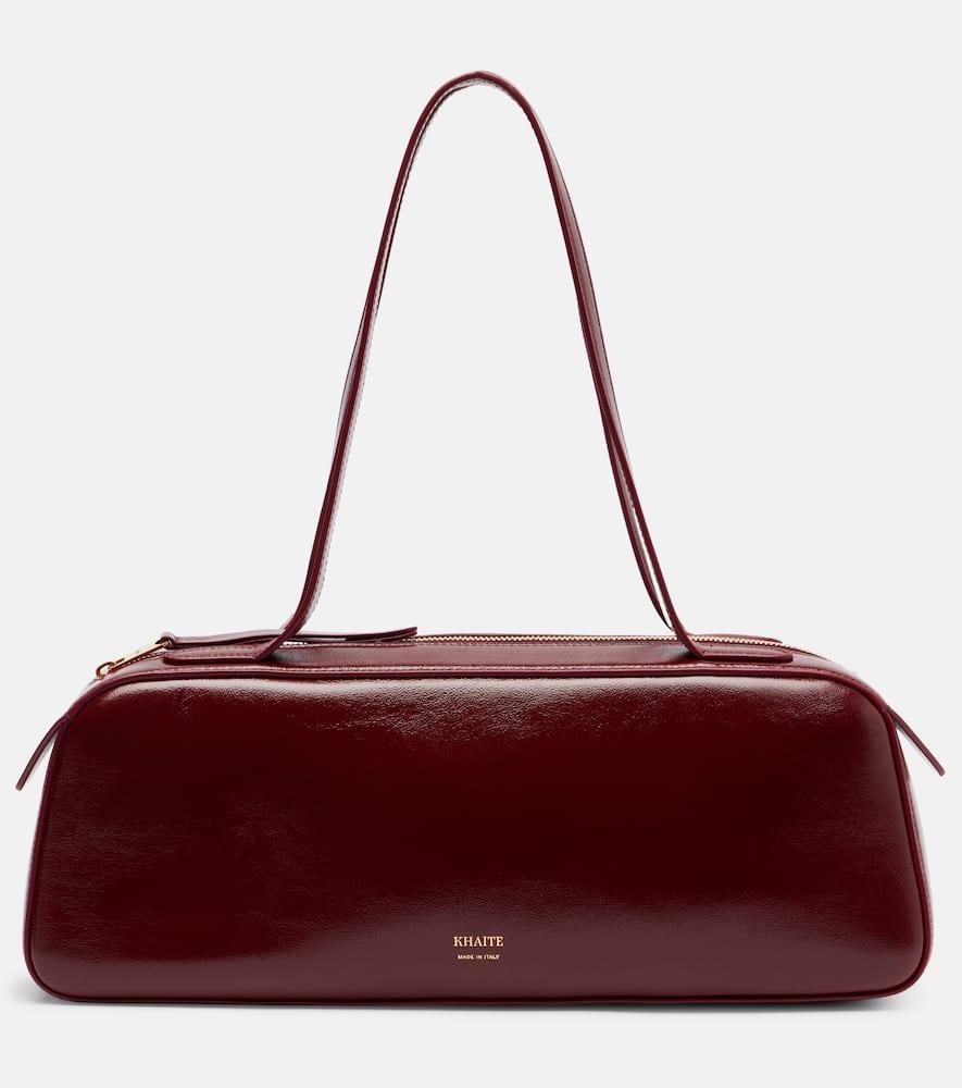khaite simona patent leather shoulder bag