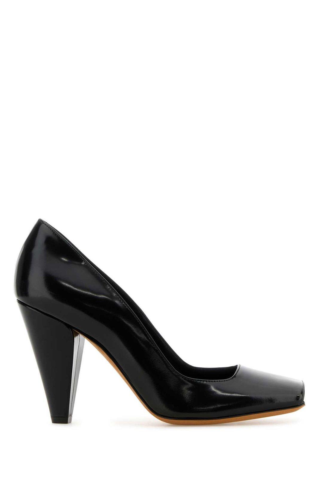 khaite square toe patent pumps
