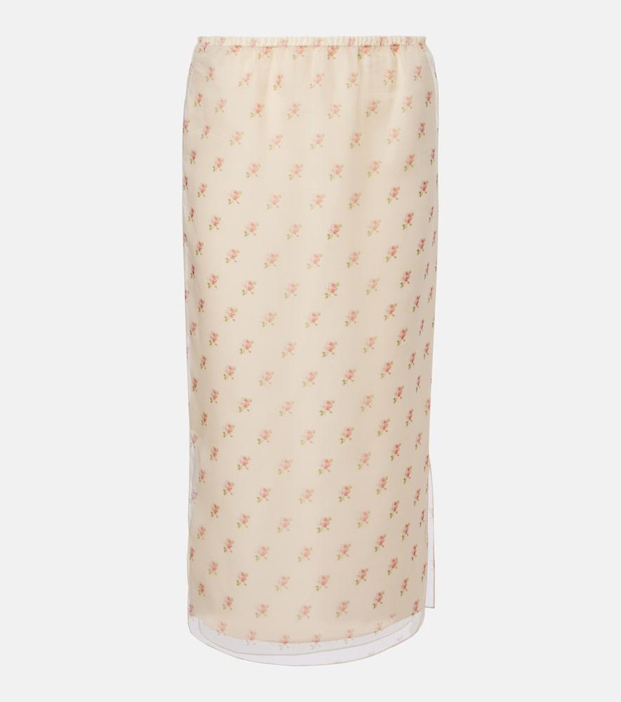 khaite sydni floral silk organza slip skirt