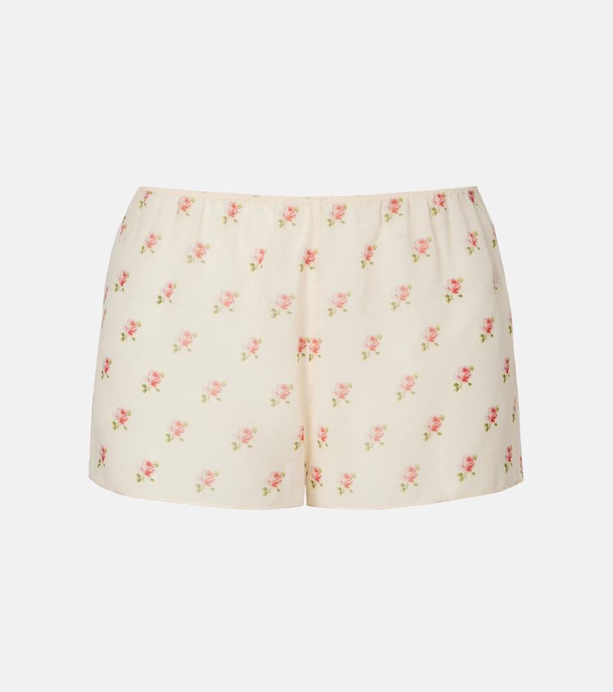 khaite tilly floral silk organza shorts