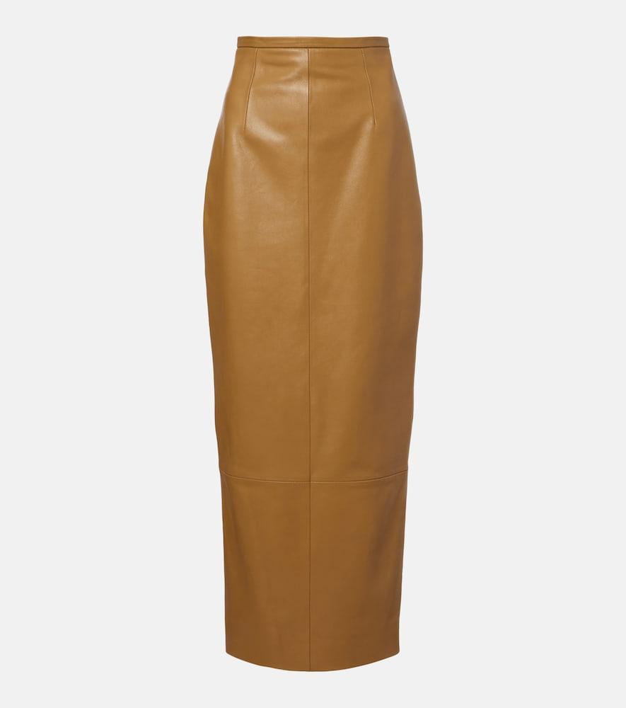 khaite winton leather maxi skirt
