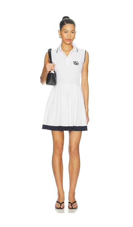 khalhon club trim pleated dress in white.
