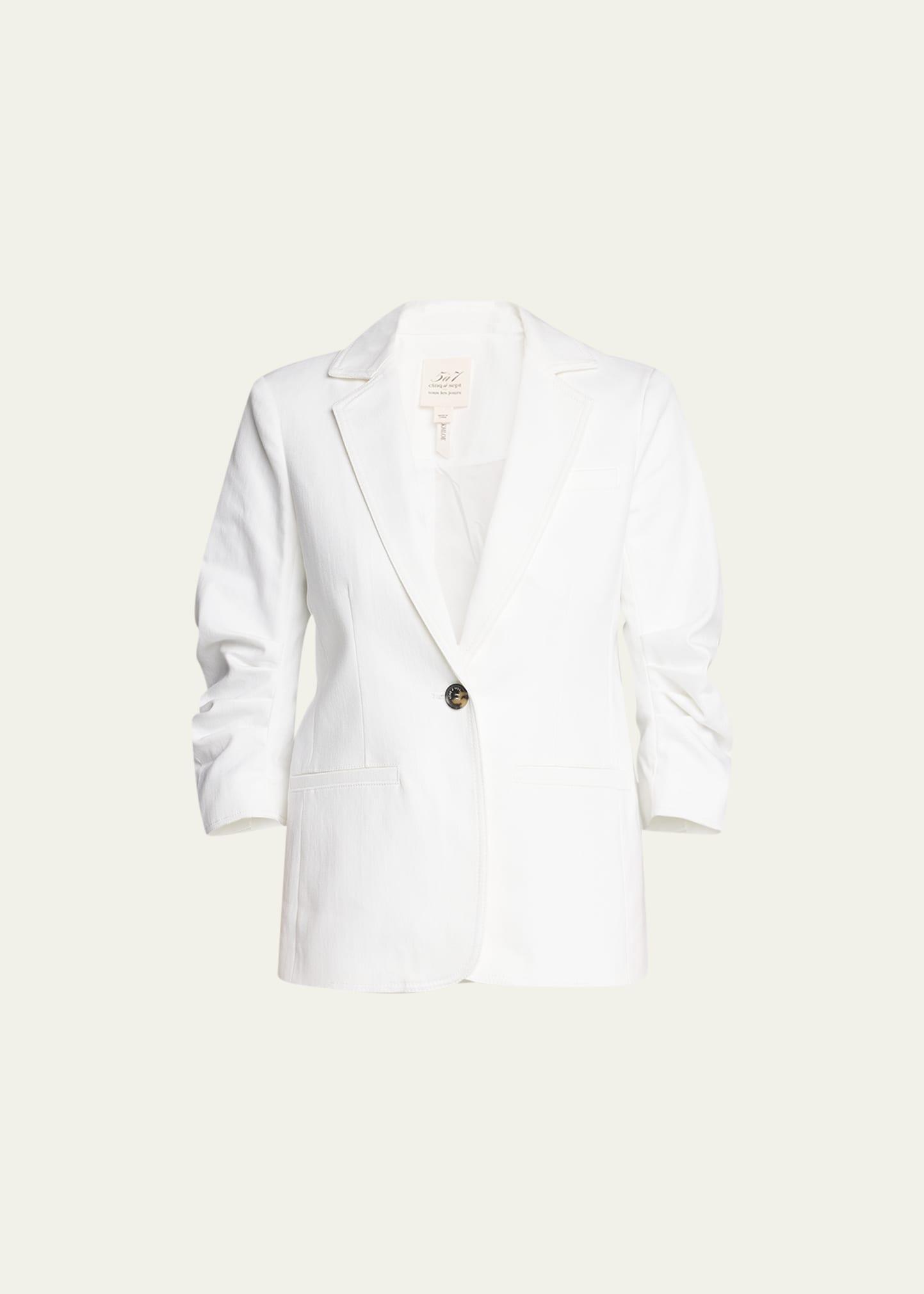 khloe 3/4-sleeve white denim blazer
