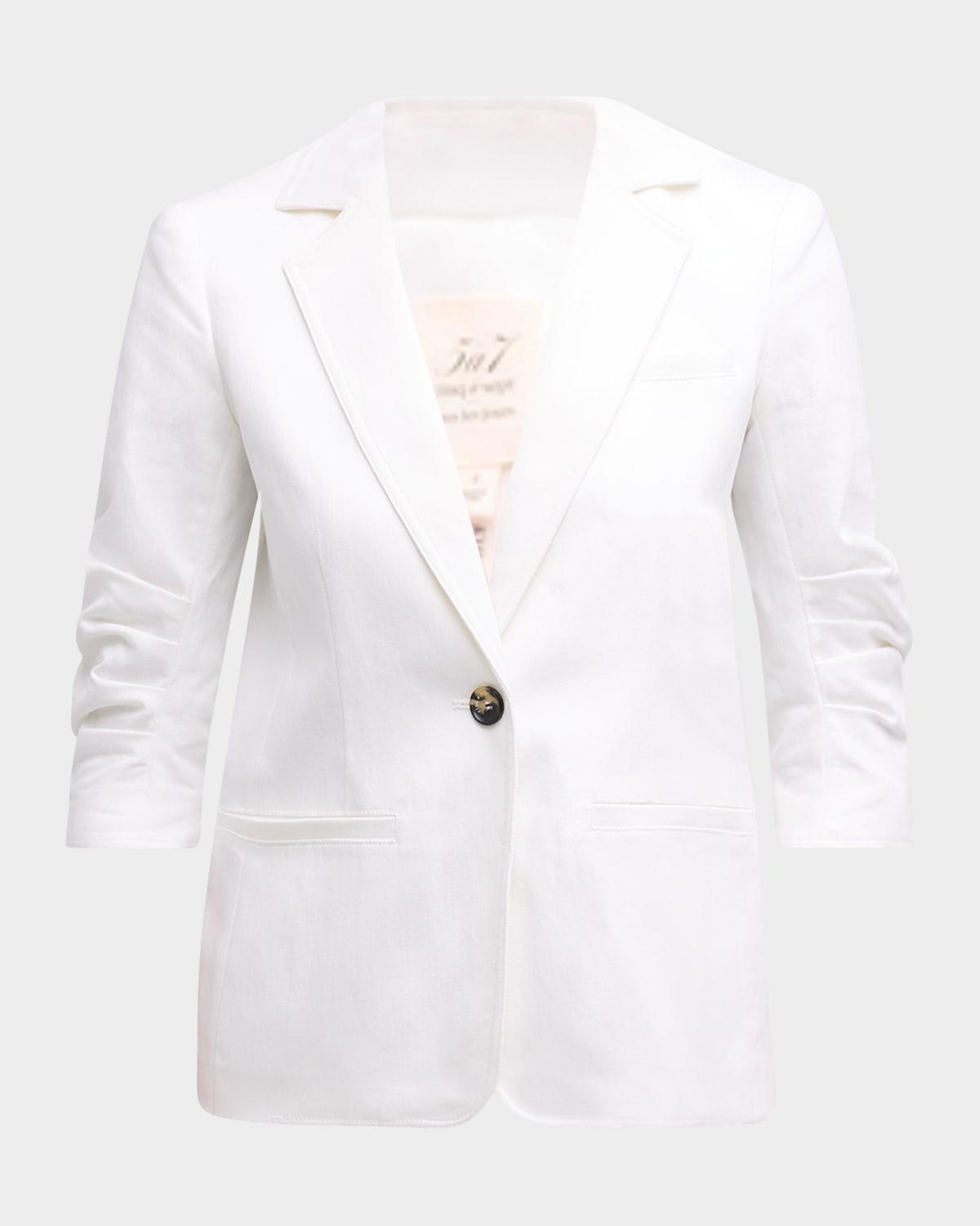 khloe 3/4-sleeve white denim blazer