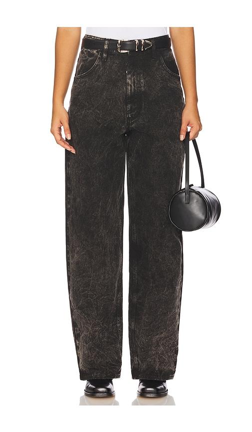 khrisjoy elio dyed wide leg jeans in black.