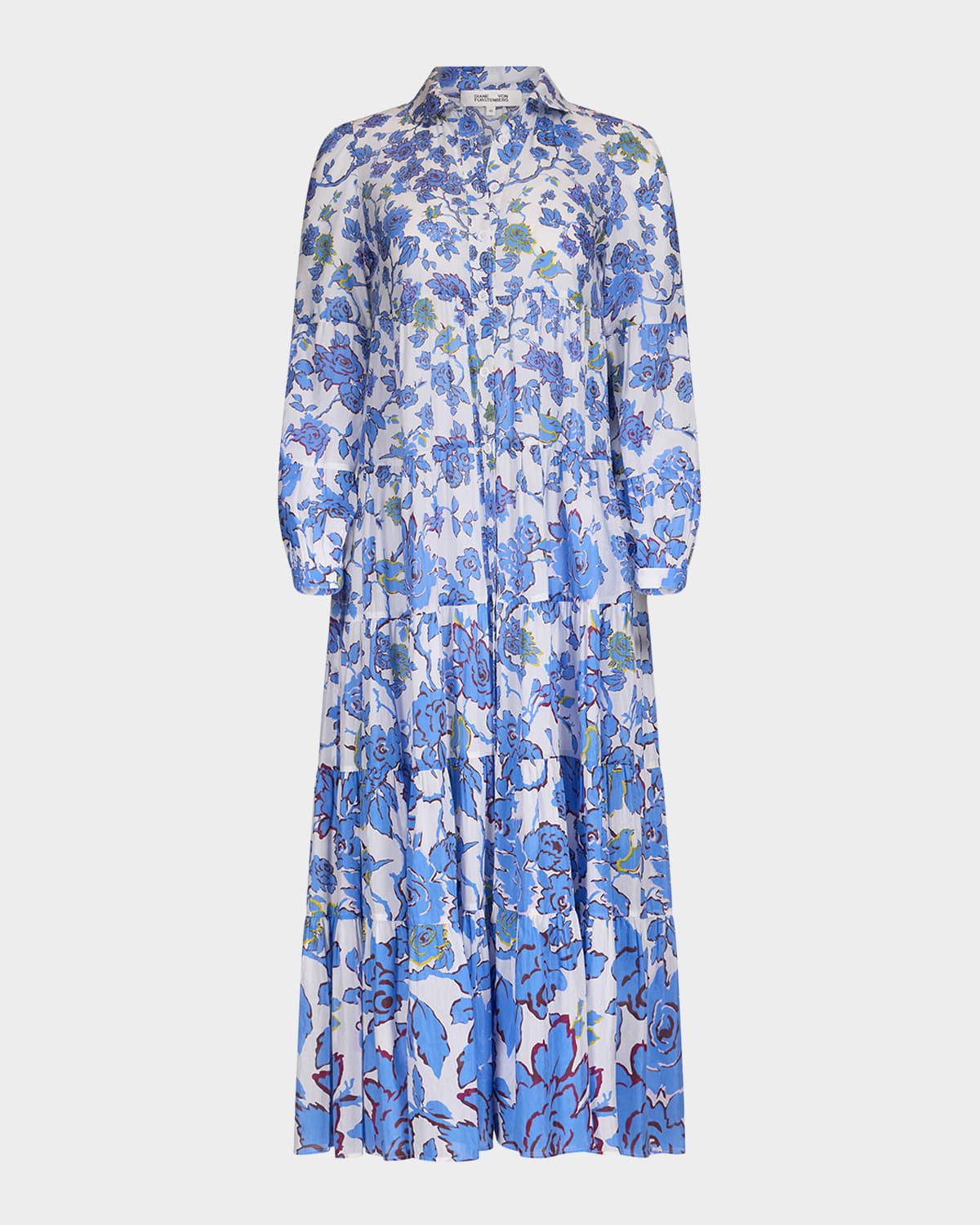 kiara tiered floral-print midi dress