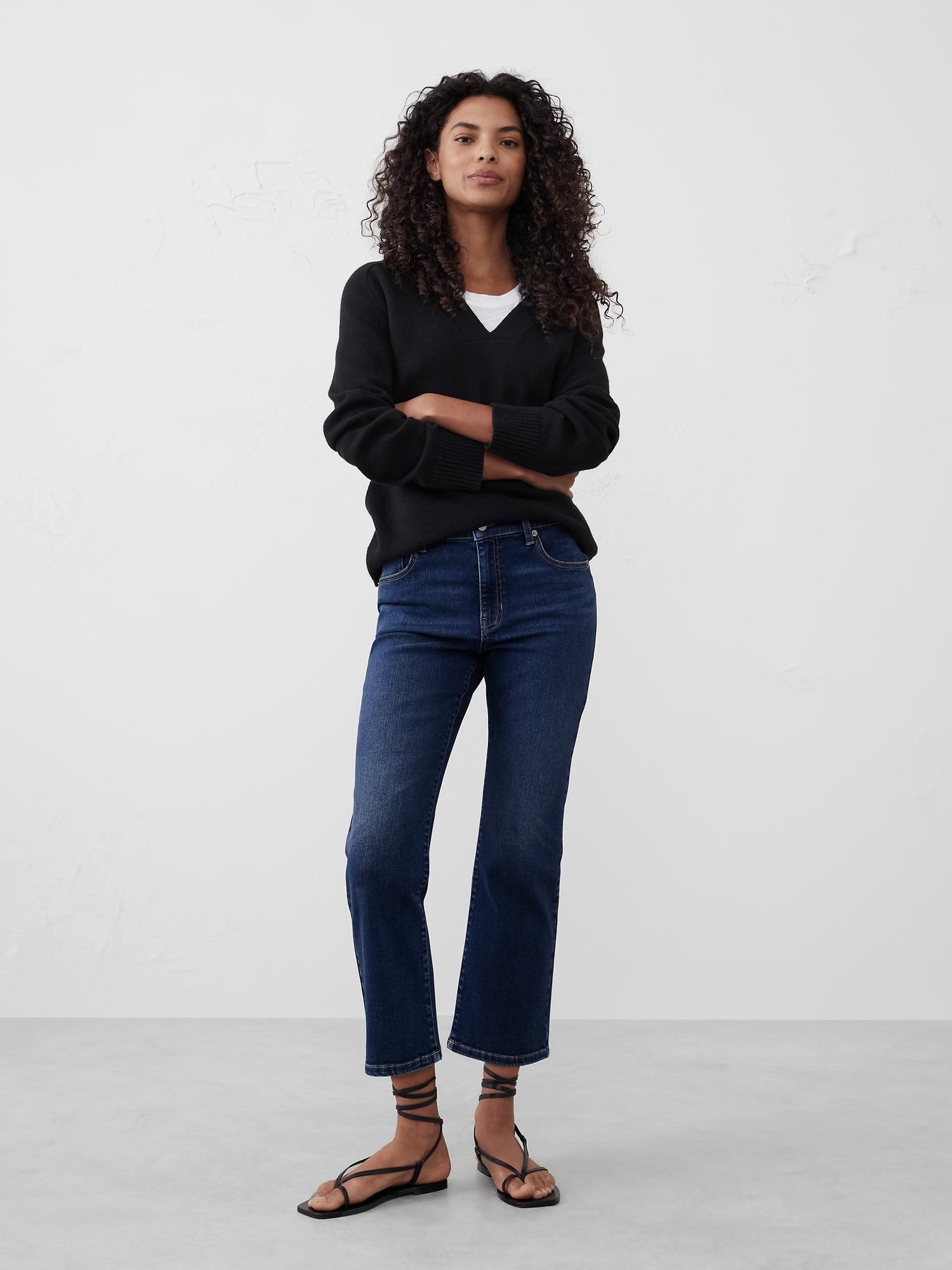 kick flare high-rise cropped jean