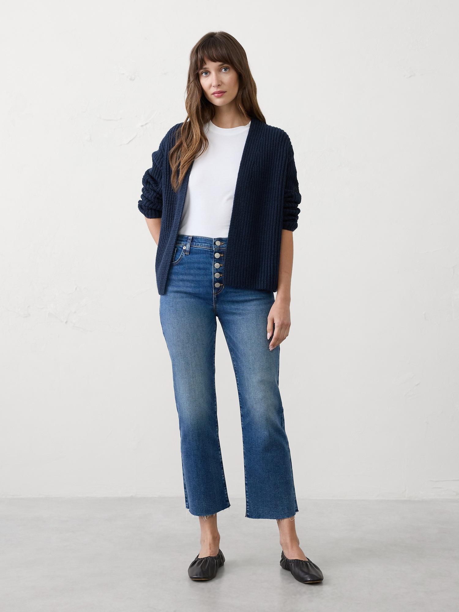 kick flare high-rise cropped jean