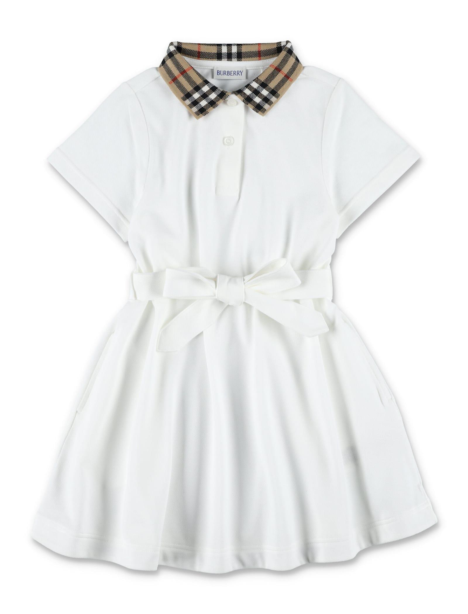 kid - burberry polo dress with check collar