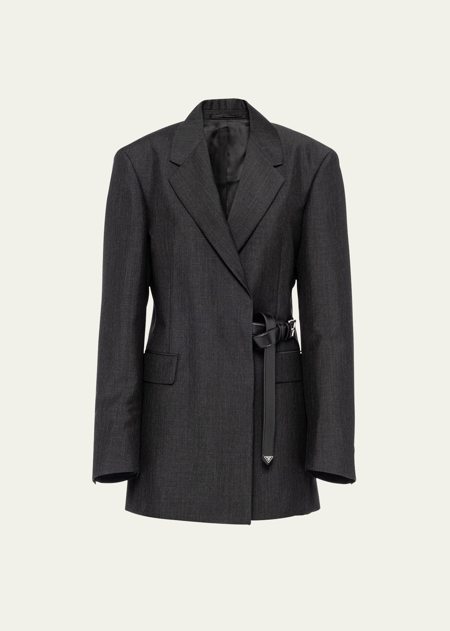 kid mohair belted wrap blazer jacket