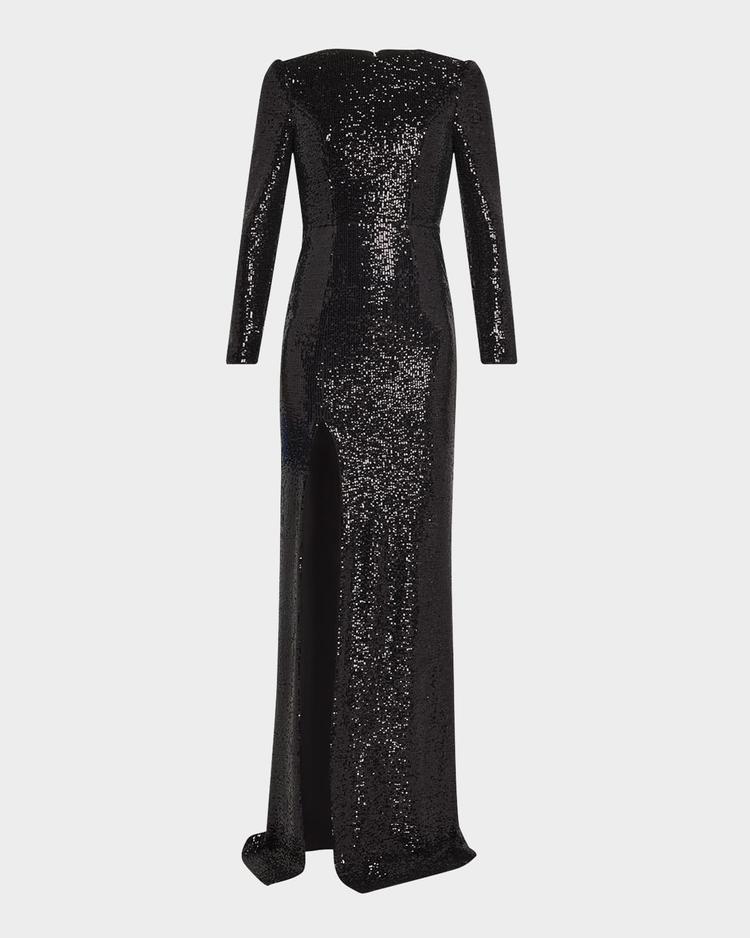 kiera side-slit sequin column gown