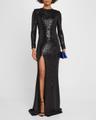 kiera side-slit sequin column gown