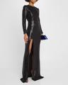 kiera side-slit sequin column gown
