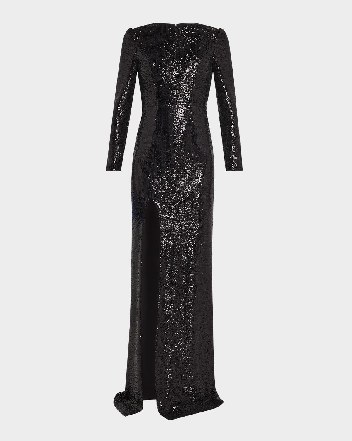 kiera side-slit sequin column gown