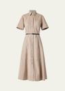 kiera suede fit-flare belted midi dress