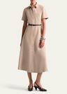 kiera suede fit-flare belted midi dress