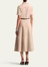 kiera suede fit-flare belted midi dress