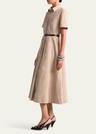 kiera suede fit-flare belted midi dress