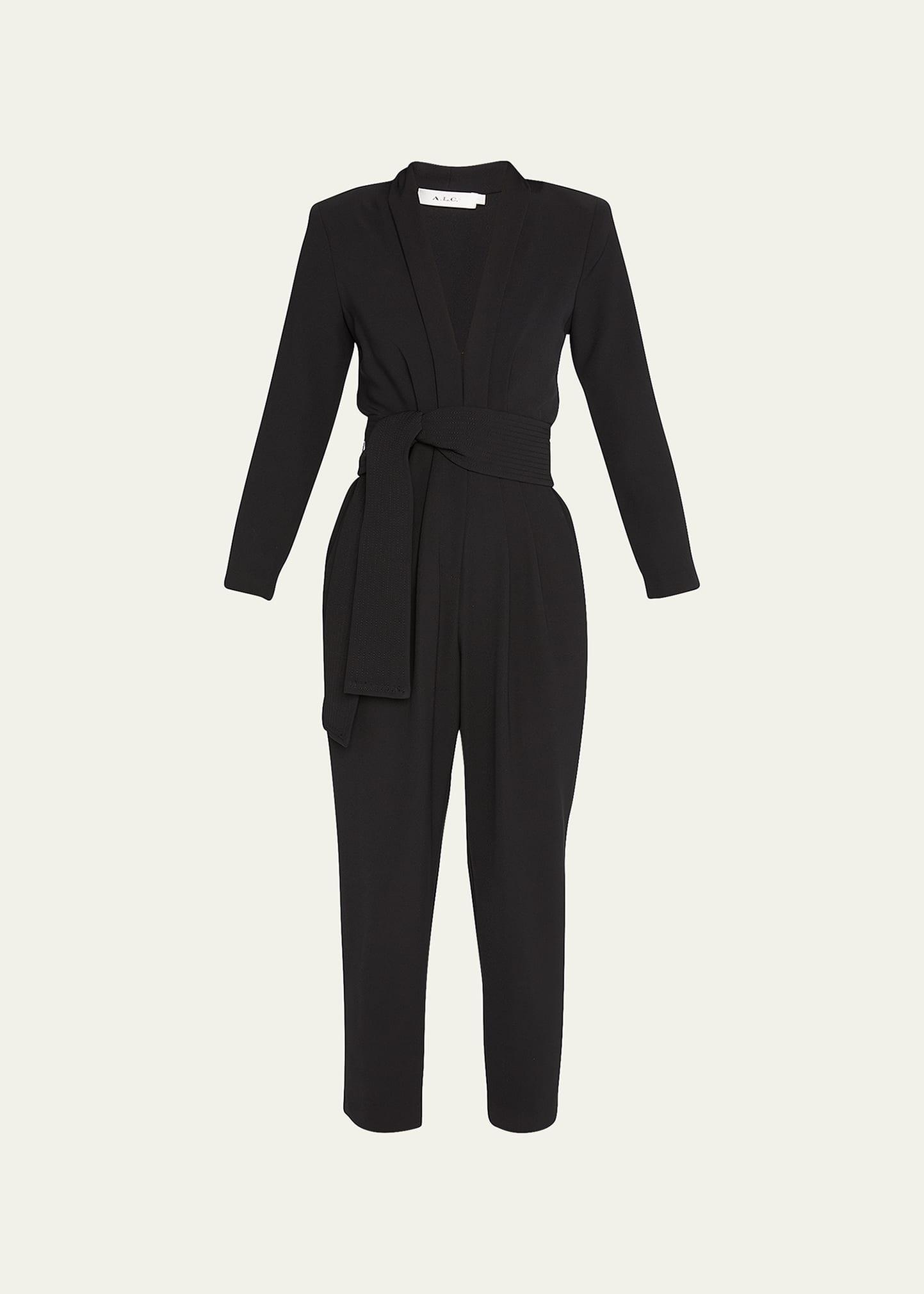kieran belted long-sleeve jumpsuit