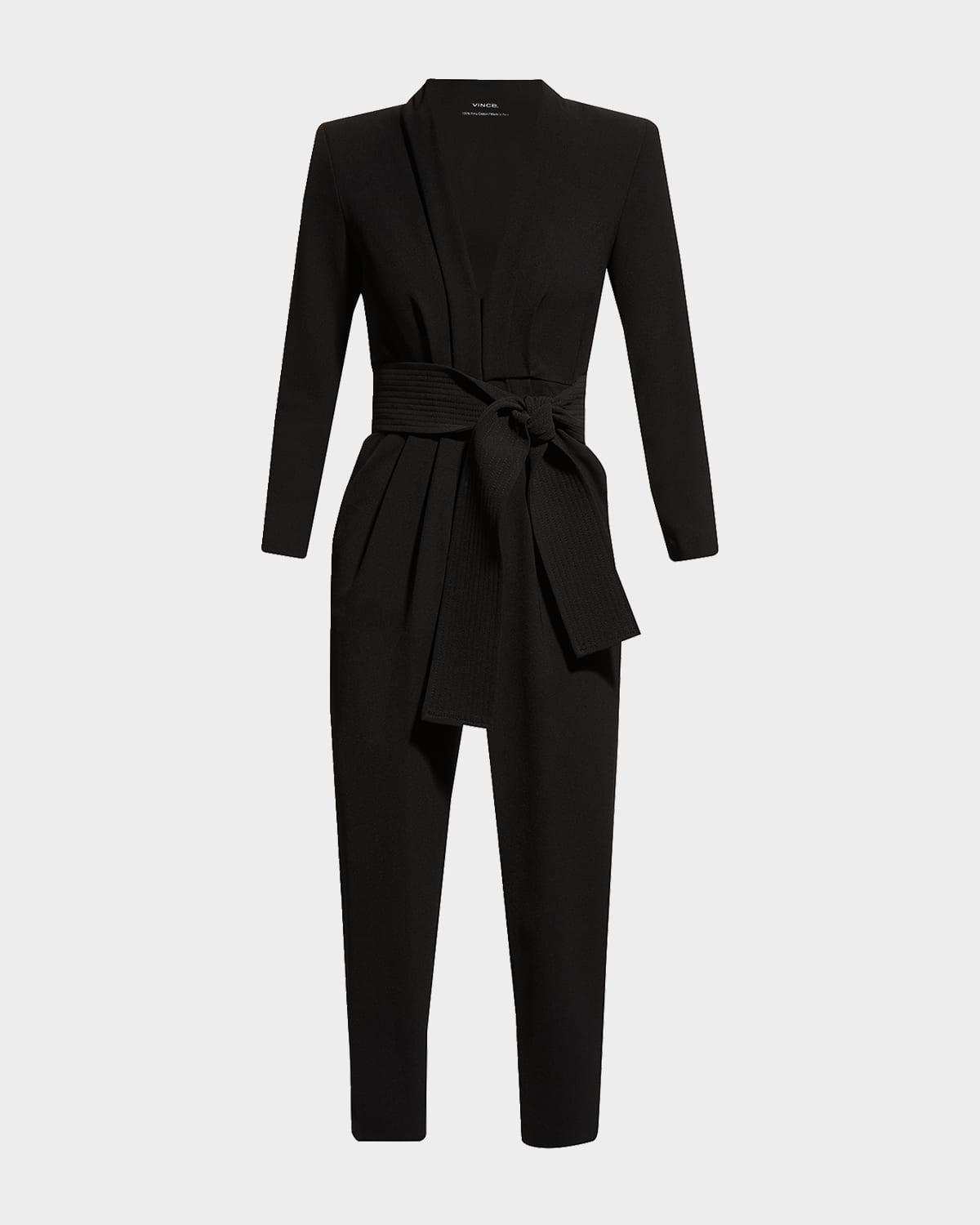 kieran belted long-sleeve jumpsuit