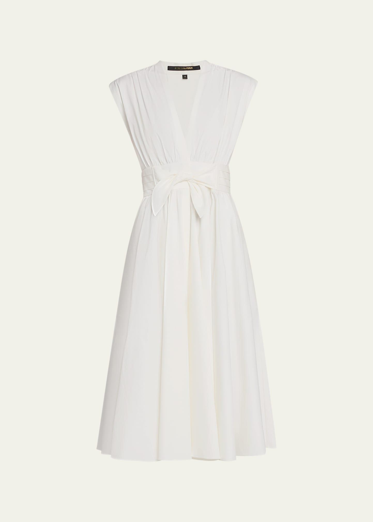 kiernan ruched cap-sleeve midi dress