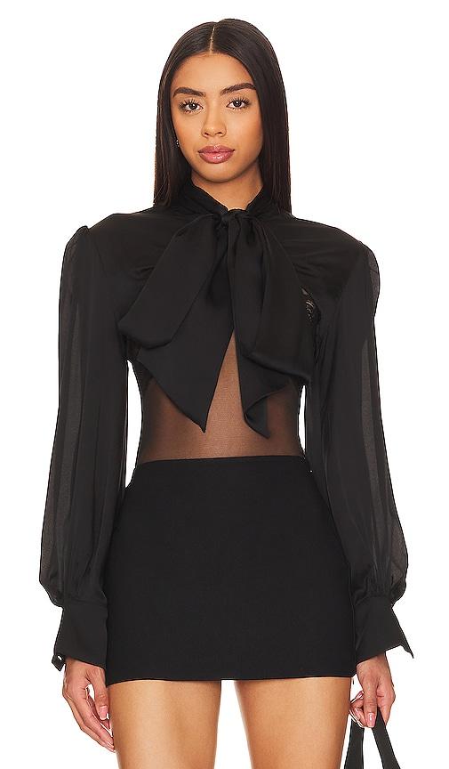 kiki de montparnasse pussy bow shrug in black.