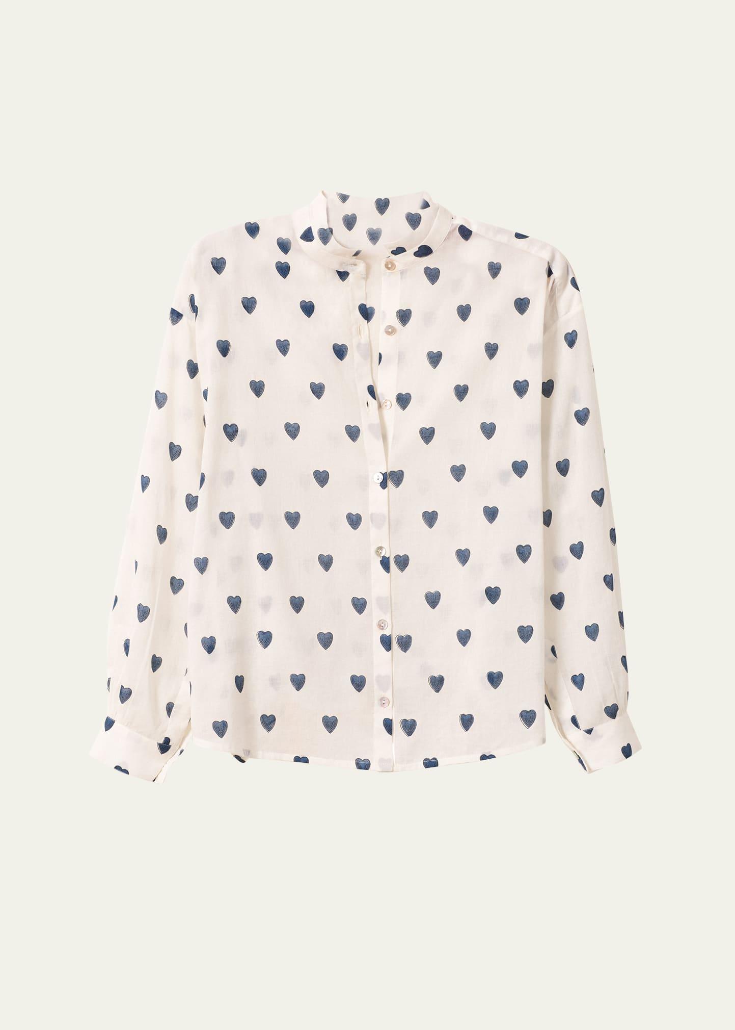 kiki long-sleeve indigo heart shirt