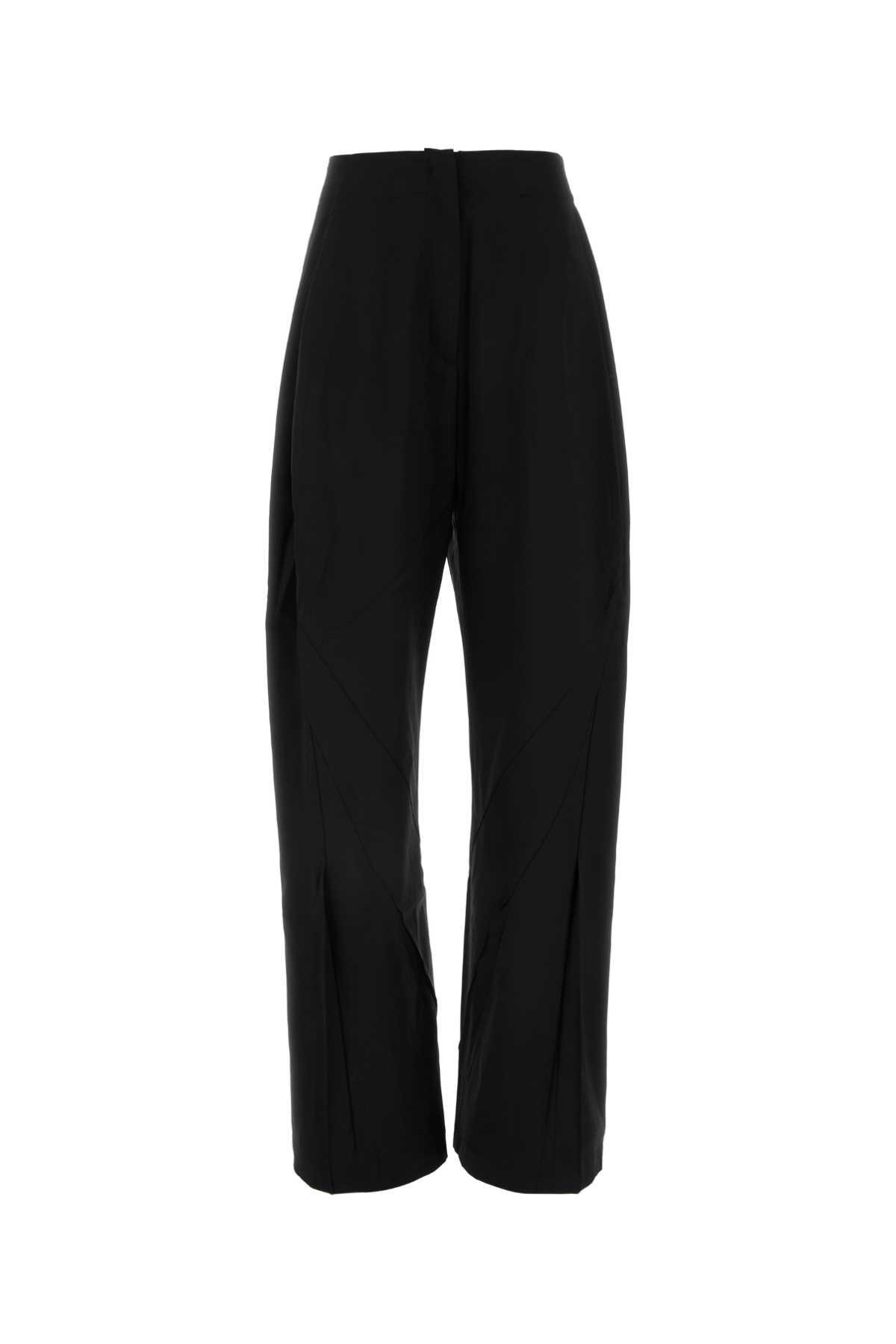 kiko kostadinov black stretch wool venari wide-leg pant