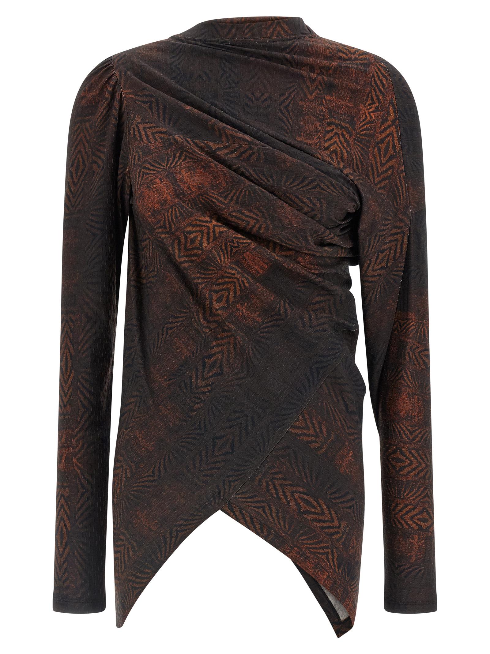 kiko kostadinov simpson top brown cotton tops - women