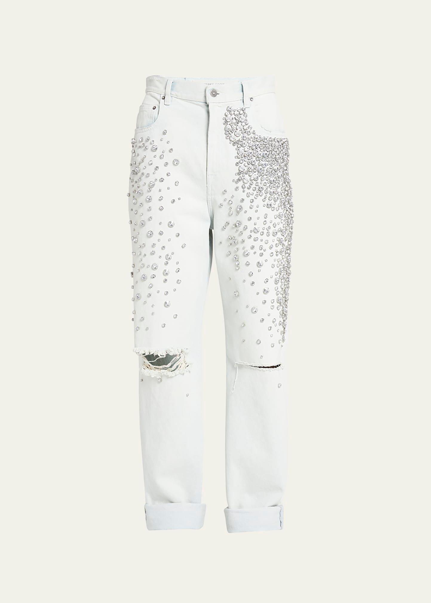 kim bleached jeans with crystals