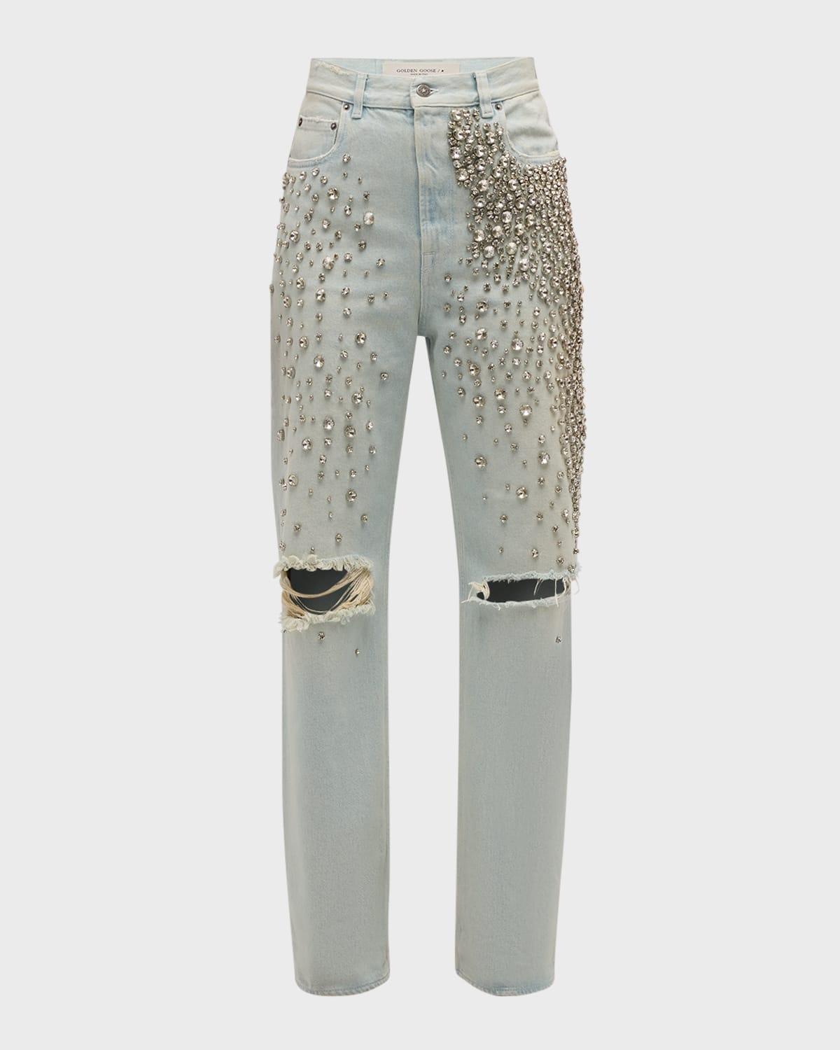 kim bleached jeans with crystals