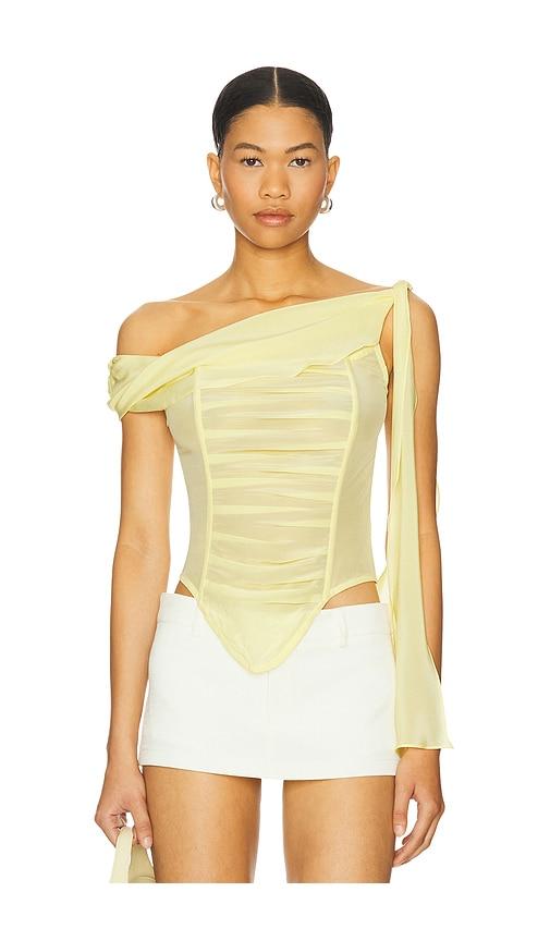 kim shui chiffon top in yellow.