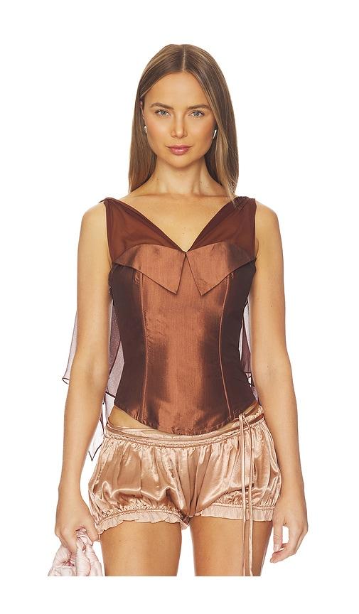 kim shui kemle corset top in brown.