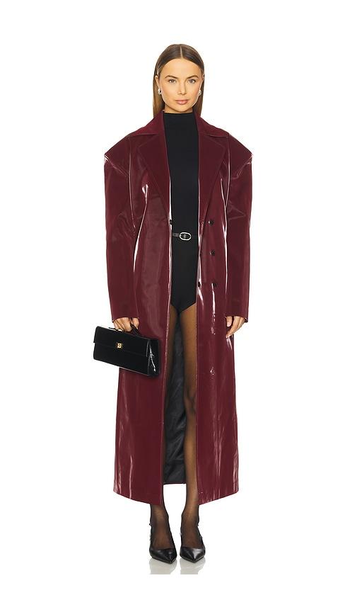 kim shui kristy coat in burgundy.