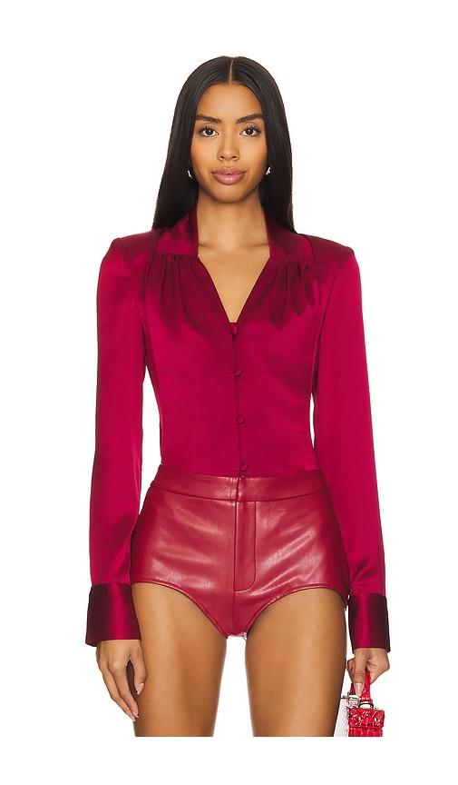 kim shui silk blouse in red.