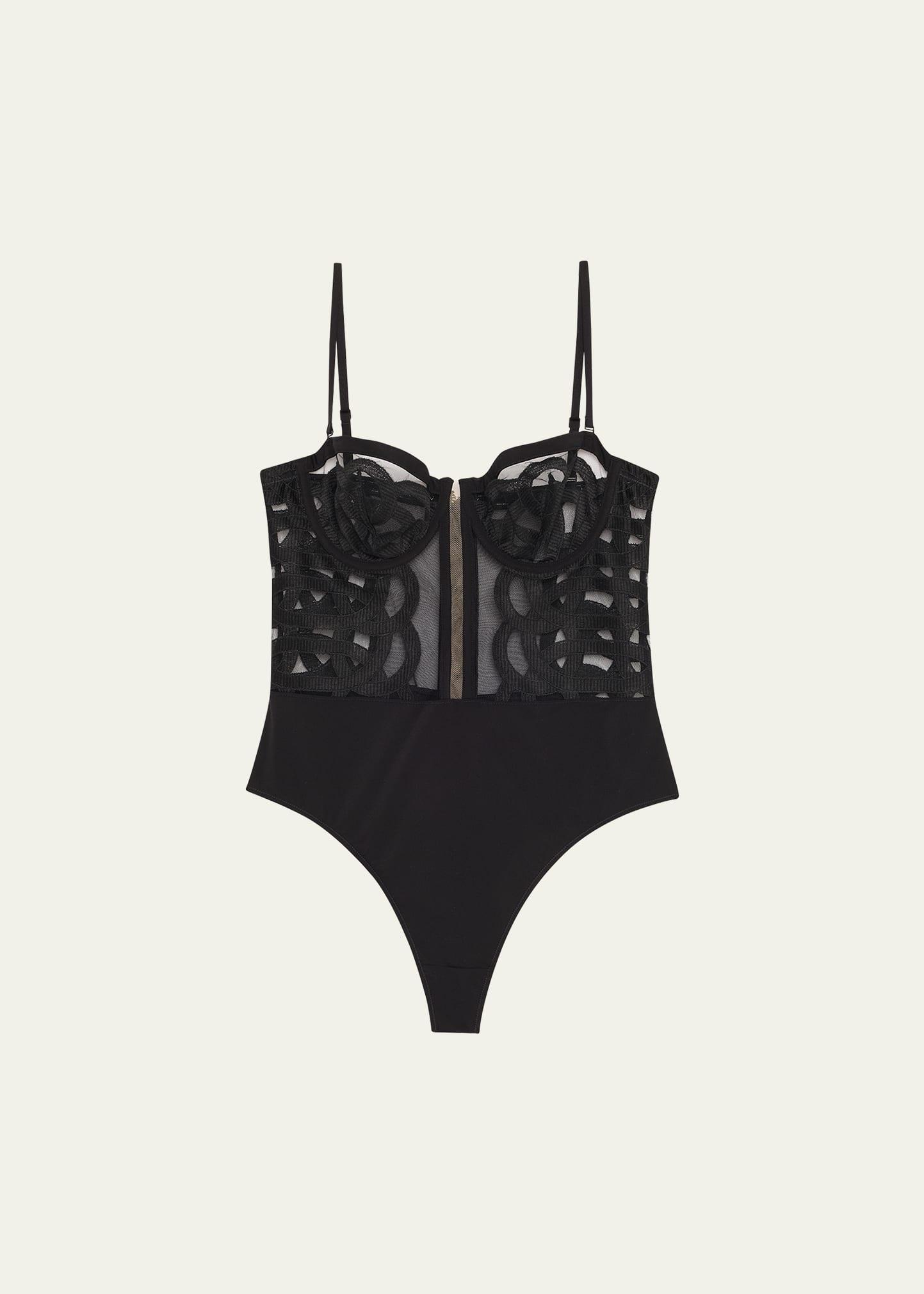 kimbaku strapless embroidered bodysuit