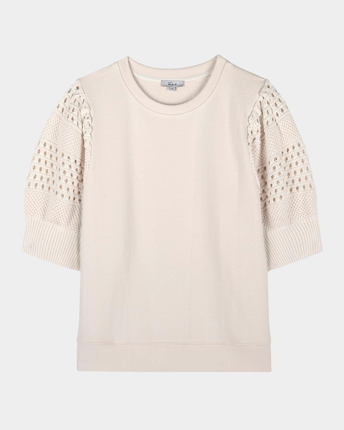 kimberly crochet puff-sleeve sweatshirt